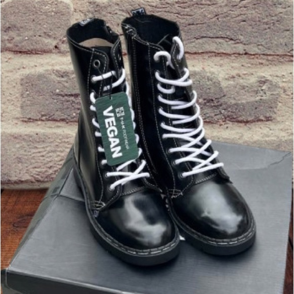 Dr. Martens Vegan Black Boots with White Laces